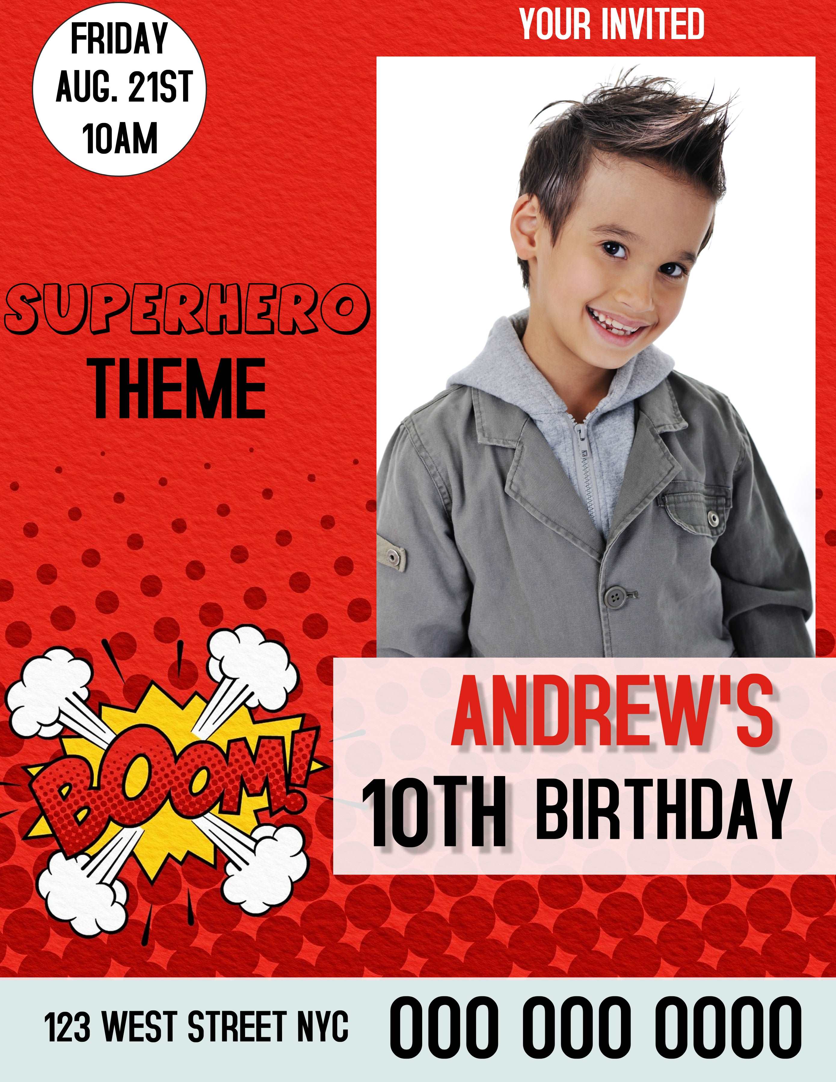 Custom Superhero Theme Boys Kids Birthday Banner - Personalized Party Decor - Yalla Printing