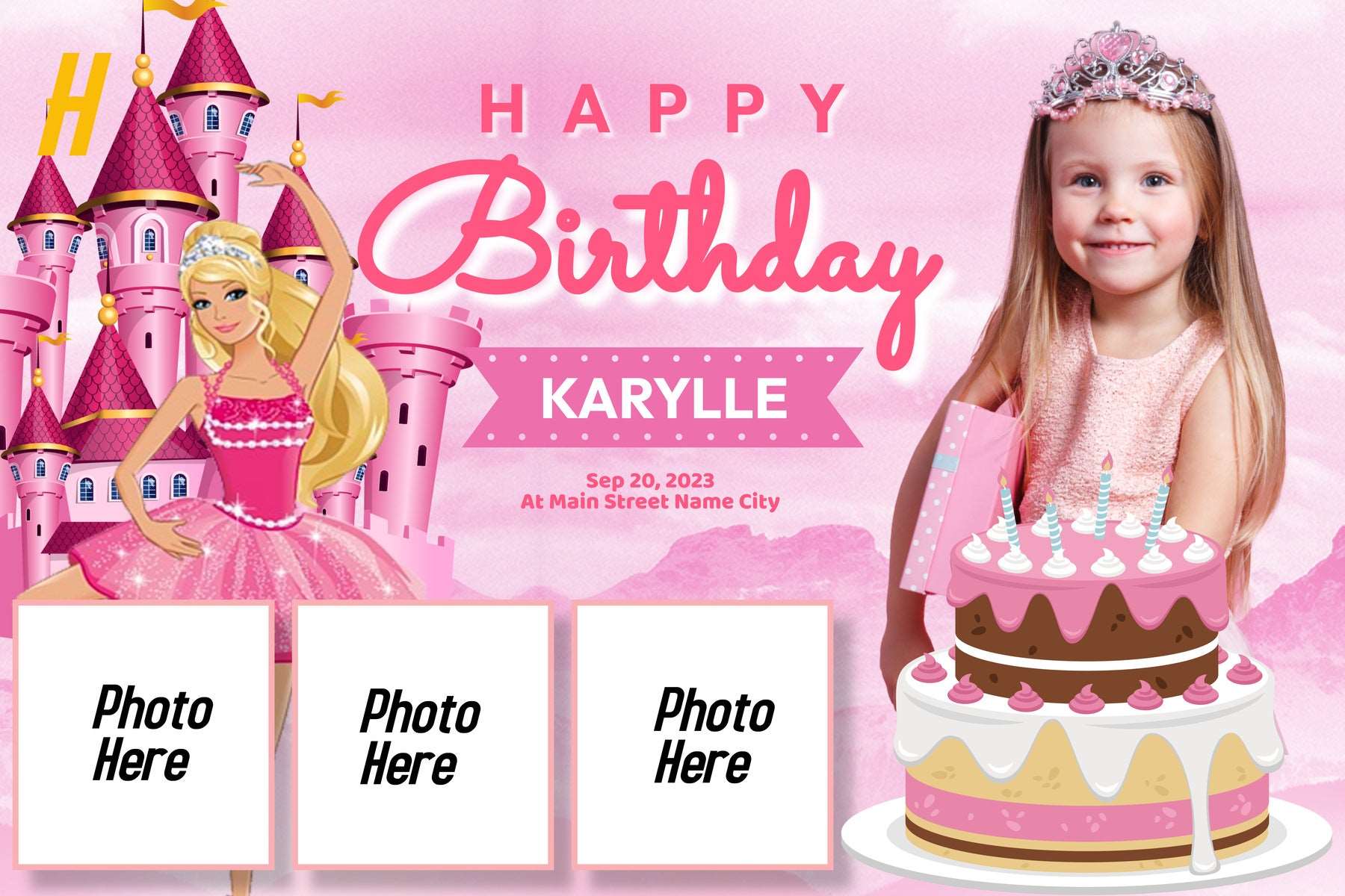 Barbie Birthday Celebration Banner - Personalized with Name and Age - Yalla Printing