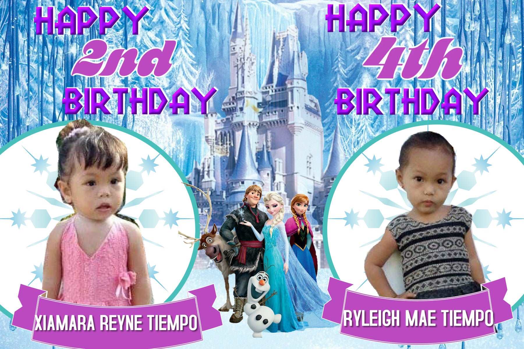 Personalized Frozen Theme PVC Flex Banner - Custom Photo and Name Birthday Decor - Yalla Printing