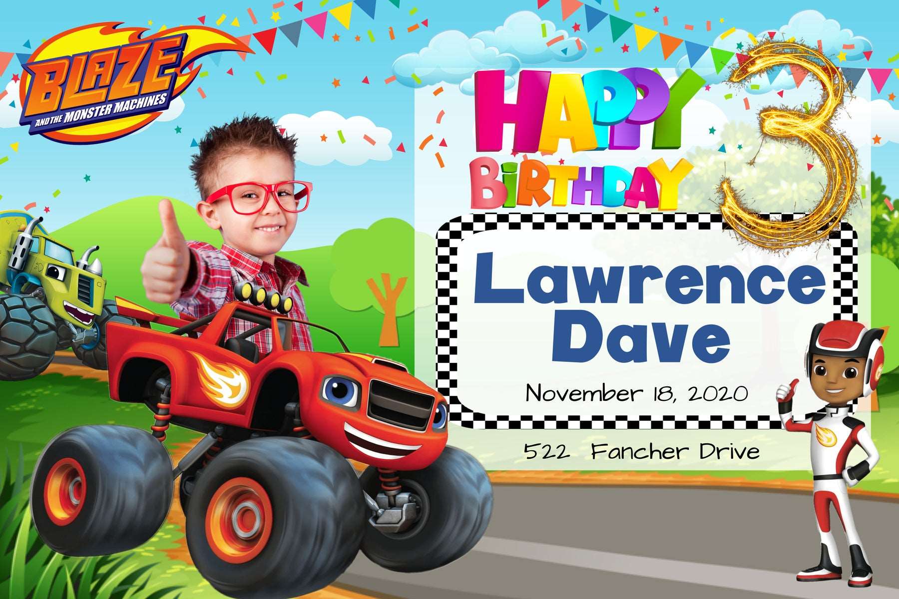 Blaze and the Monster Machines Birthday Banner