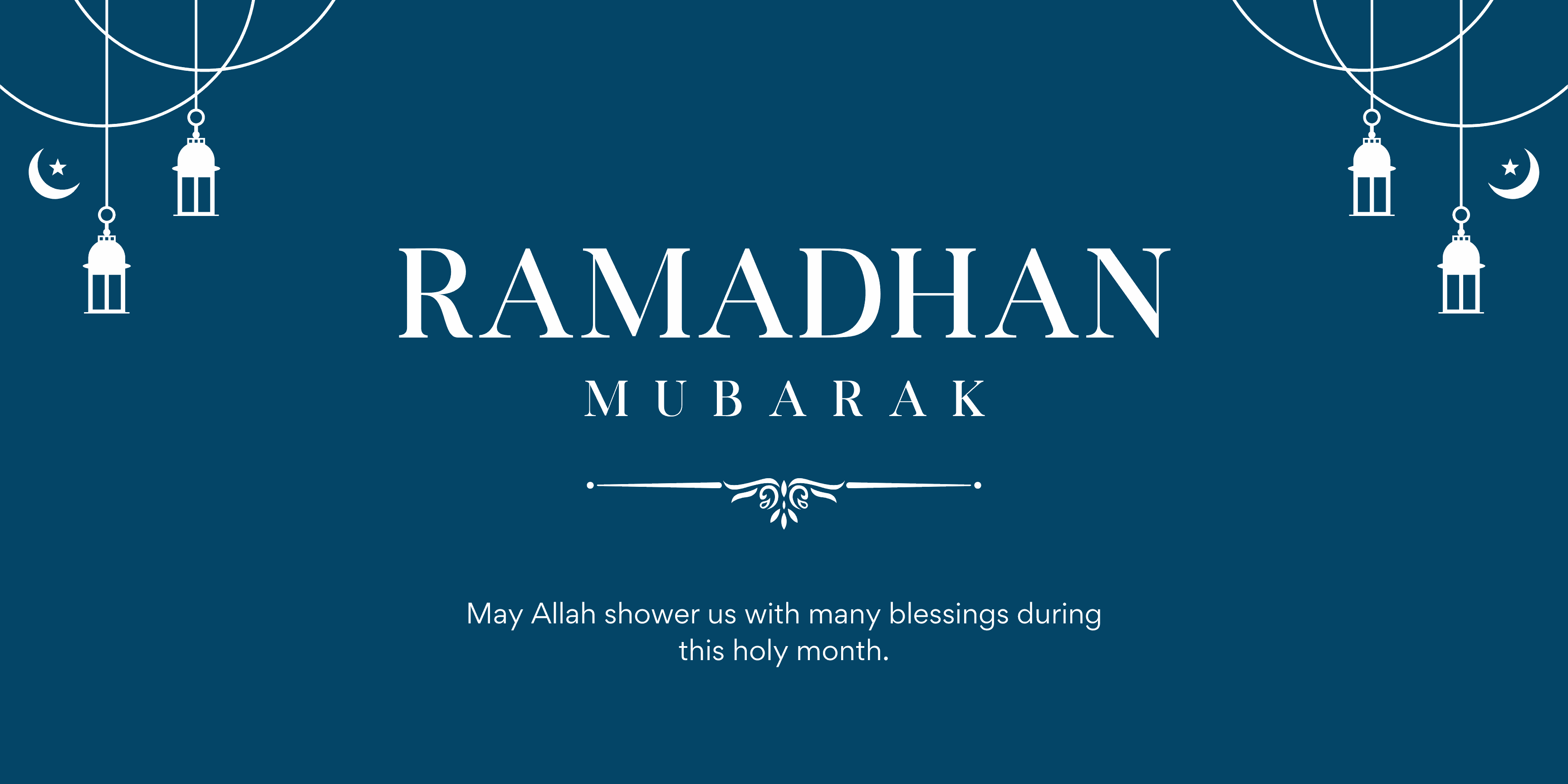 Blue Modern Ramadan Mubarak Banner - Sleek and Contemporary Islamic Decor - Yalla Printing