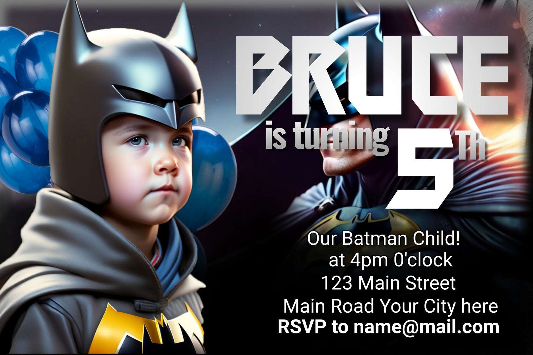 Batman Theme Birthday Banner - Personalized Party Decor - Yalla Printing