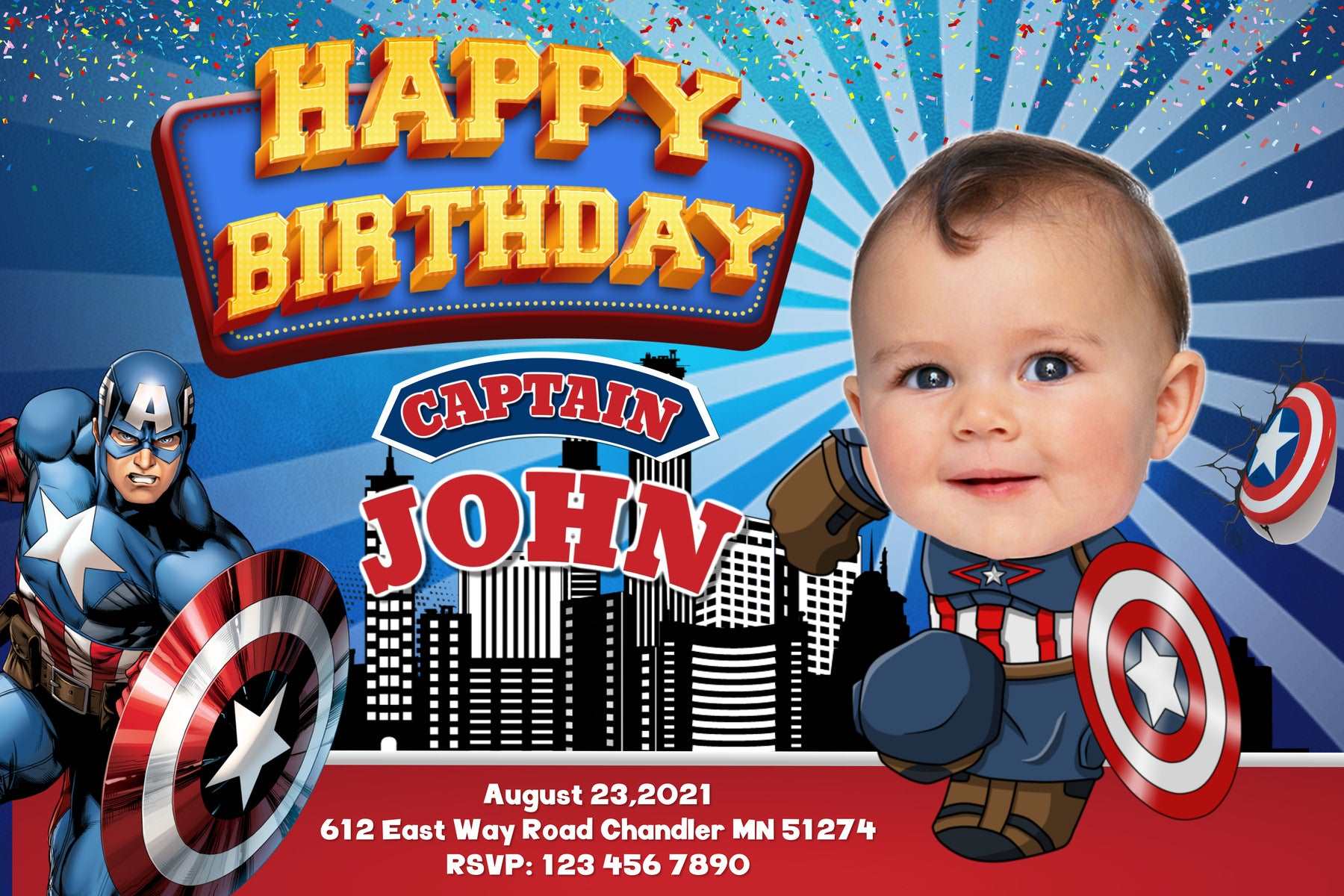 Captain America Birthday Banner