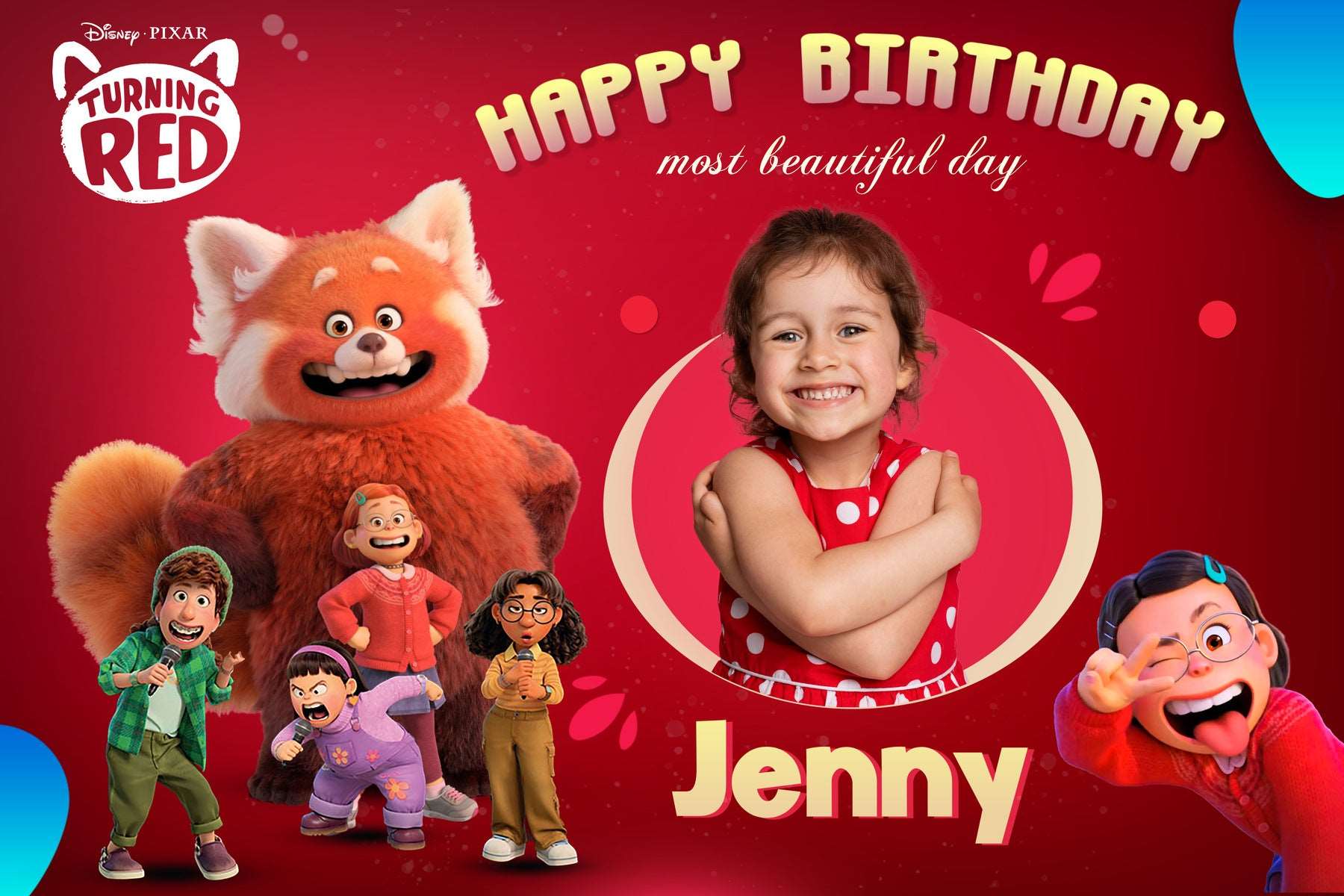 Magical 'Turning Red' Disney Pixar Birthday Banner - Personalized Party Decor - Yalla Printing