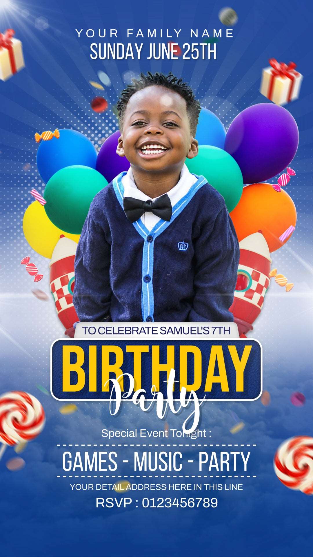 🎈✨ Elevate Your Child's Birthday Celebration with Our Kids Birthday Party Banner - Blue Theme! ✨🎈 - Yalla Printing