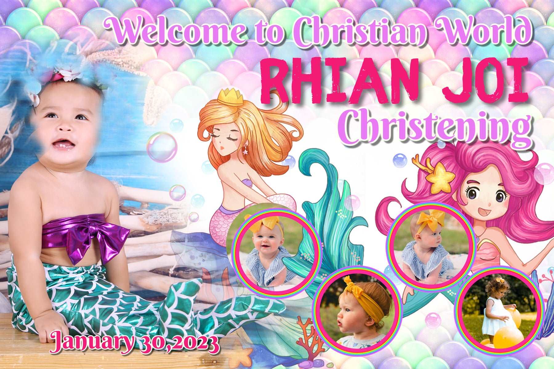 Enchanting Mermaid Theme Personalized PVC Flex Banner - Custom Birthday Party Decor - Yalla Printing