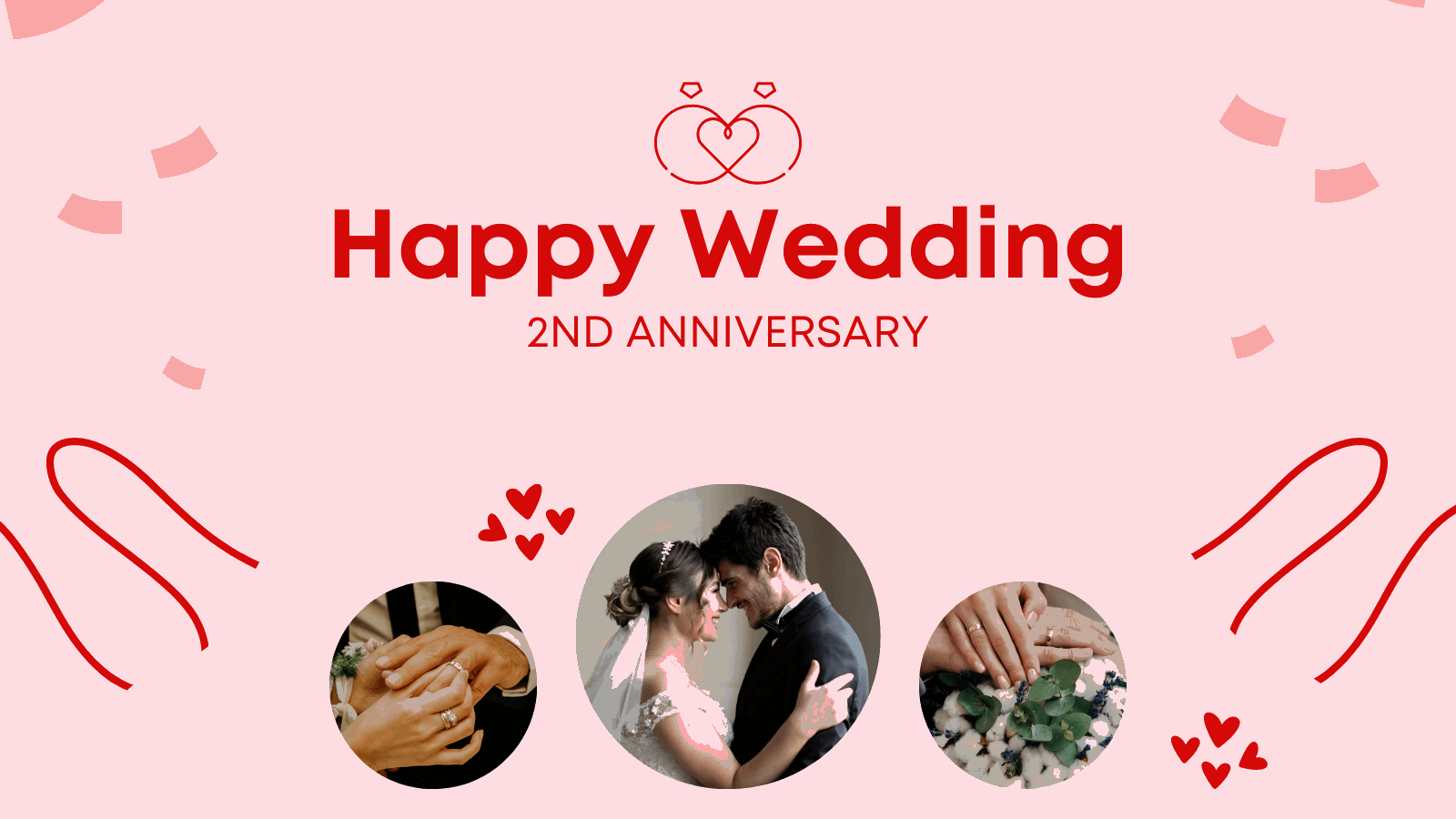 Pink Simple Happy Wedding Anniversary Greeting Banner - Yalla Printing