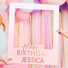 Custom Happy Birthday Pink Theme Selfie Stand - Yalla Printing