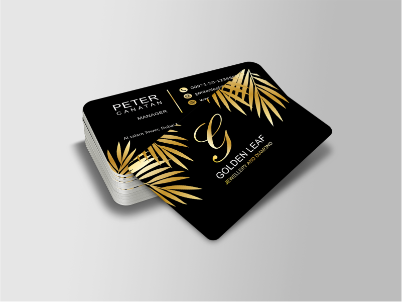 Round Corner Gold Foil Matt Laminated Business Cards – 400 GSM, Premium Finish, Double-Sided | Free Design Services | Yalla Printing - Yalla Printing