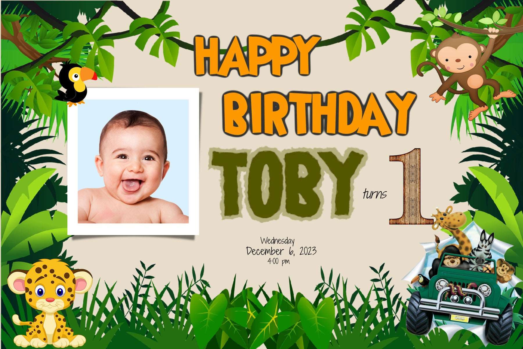 Wild Jungle Adventure Birthday Banner