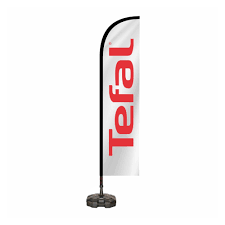 Curved Top Flag – Double-Sided Satin Print, 85x300 cm | Aluminum Pole & Heavy Duty Water Base - Yalla Printing