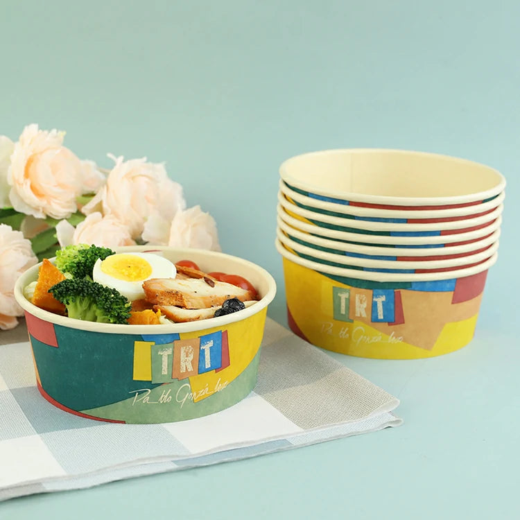 1300ml White Salad Bowl with Custom Printed Sleeve | Secure Pasting | Yalla Printing - Yalla Printing